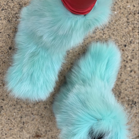 Mint Green Real Fur Boots - Picture 6 of 10